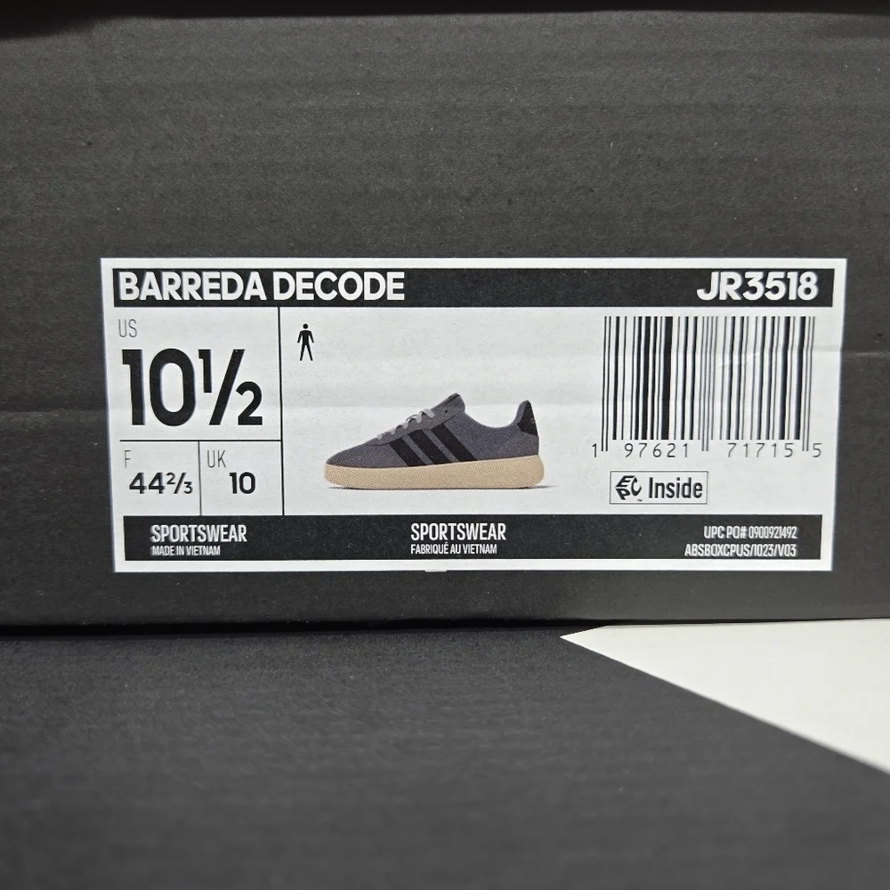 New Adidas Barreda Decode 'Grey Black' Men's Shoes Size 10.5